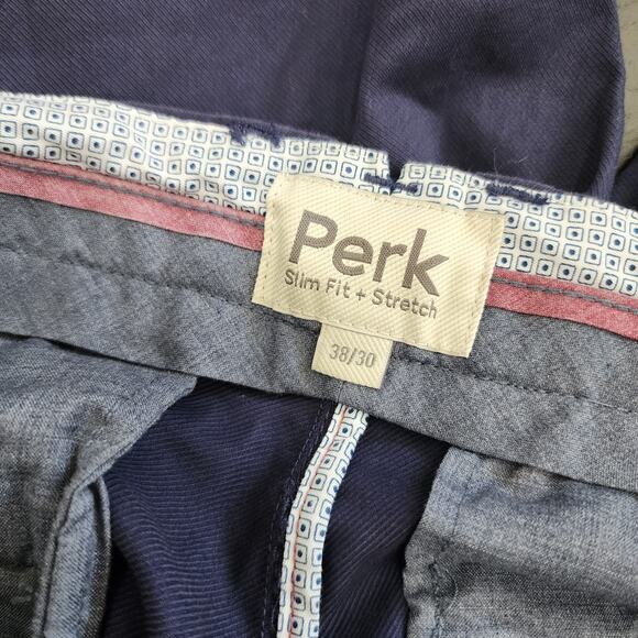 Perk Pants Mens 38x30 Navy Slim Fit Stretch Chino Preppy Golf Huckberry - Picture 5 of 8